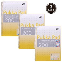 Pukka Pad Irlen Jotta Wirebound Notebook, A4, Ruled With Margin, 200 Pages, Gold, Pack of 3