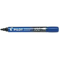 Pilot 100 Permanent Marker Bullet Tip Fine 1.0mm Line Blue (Pack 12) -