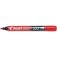 Pilot 100 Permanent Marker Bullet Tip Fine 1.0mm Line Red (Pack 12) -