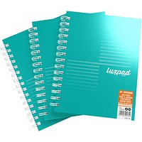 Silvine Luxpad Twin Wire FSC Notebook, A5+, Ruled With Margin, 200 Pages, Green, Pack of 3