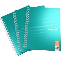 Silvine Luxpad Twin Wire FSC Notebook, A4+, Ruled With Margin, 200 Pages, Green, Pack of 3