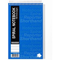 Silvine Spiral Reporters Shorthand Notebook, 203 x 127mm, Ruled, 160 Pages, Blue, Pack of 10