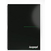 Silvine Luxpad Recycled Twin Wire Hardback Notebook, A4, Ruled, 140 Recycled Pages, Black, Pack of 5