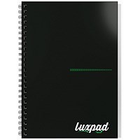 Silvine Luxpad Recycled Twin Wire Hardback Notebook, A5, Ruled, 140 Recycled Pages, Black, Pack of 5