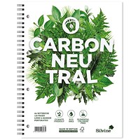 Silvine Carbon Zero Wirebound Notebook, A4+, Ruled With Margin, 120 Pages, White, Pack of 5