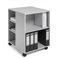 Durable 6 Shelve Office Filing Storage Trolley on Wheels, 75cm, Grey