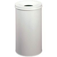 Durable Fire Extinguishing Metal Waste Bin, TUV Certified, 60L, Grey