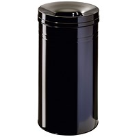 Durable Fire Extinguishing Metal Waste Bin, TUV Certified, 30L, Black