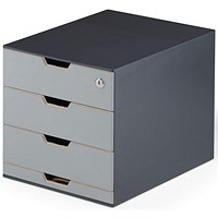 Durable Coffee Point Modular Lockable Storage Box 4 Drawer Organiser, Grey