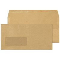 Blake Everyday Envelopes DL Manilla Wallet Window Self Seal 80gsm 110x220mm (Pack 1000) -