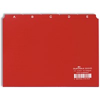 Durable 5 Part Alphabetical A-Z Reinforced Index Dividers, A5 Landscape, Red