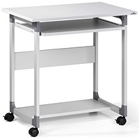 Durable AdjusTable Mobile PC Computer Desk Workstation Trolley on Wheels, Grey