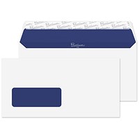 Blake Pure Premium Envelopes DL Super White Wove Wallet Window Peel and Seal 120gsm 110x220mm (Pack 500)