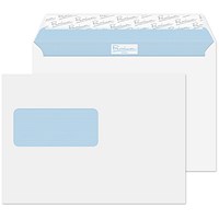 Blake Premium Office Envelopes C5 Ultra White Wove Wallet Window Peel and Seal 120gsm 162x229mm (Pack 500)