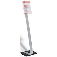 Durable Crystal Sign Aluminium Display Panel Floor Stand, A4, 1.18m, Silver