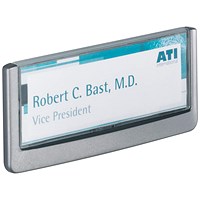 Durable Adhesive Click Sign Wall Mounted Door Sign Holder, 149x52.5mm, Grey