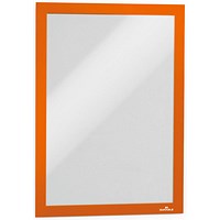 Durable Duraframe Self Adhesive Magnetic Signage Frame, A4, Orange, Pack of 2