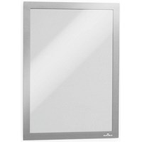 Durable Duraframe Self Adhesive Magnetic Signage Frame, A4, Silver