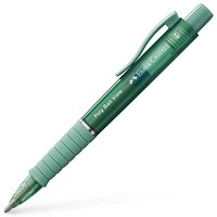 Faber-Castell Poly Ball View Ballpoint Pen, Green Barrel, Blue Ink, Pack of 5