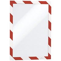 Durable Duraframe Adhesive Magnetic Hazard Frame, A4, Red & White, Pack of 2