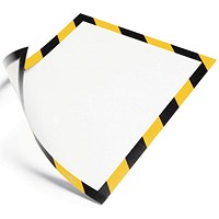 Durable Duraframe Magnetic Signage Hazard Frame, A4, Yellow & Black, Pack of 5