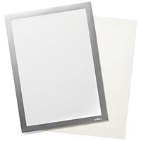 Durable Magnetic Duraframe Grip Fabric Adhesive Signage Frame, A4, Silver