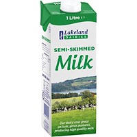 Lakeland UHT Semi Skimmed Milk, 1 Litre, Pack of 12