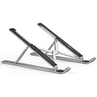 Durable Premium Aluminium Foldable Laptop Stand, Adjustable Tilt, Silver