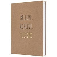 Sigel Jolie Believe Achieve Succeed Notebook, A5, Ruled, 192 Pages, Kraft