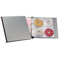 Durable CD/DVD Album Ring Binder, 12 Pockets Holding 96 Discs, Black