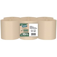 Purely Kind Unbleached Centrefeed Roll, 2ply, 179mmx124m, Pack of 6