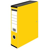 ValueX Box File Paper on Board Foolscap 65mm Capacity 80mm Spine Width Clip Closure Yellow (Pack 10) -