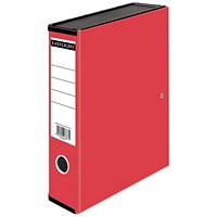 ValueX Box File Paper on Board Foolscap 65mm Capacity 80mm Spine Width Clip Closure Red (Pack 10) -