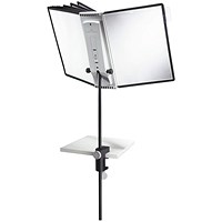 Durable Sherpa A4 Desk Clamp 10 Display Panel Stand Mount, 10 Panels, Black