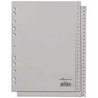 Durable 52 Part Numbered Tab Reinforced Punched Index Divider, 1-52 Grey Tabs, A4, Grey