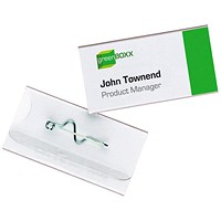 Durable Conference Pin Name Tag Badge Holders + Inserts, 30x60mm, Pack of 100