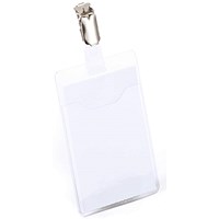 Durable Clip Name Tag ID Badge Holders + Cards, Vertical, 90x60mm, Pack of 25