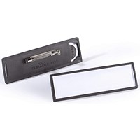 Durable Clip Card Name Badge with Flat Pin, 17x67mm, Black, Pack of 25