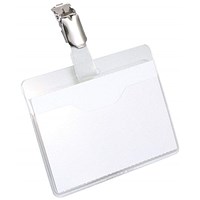 Durable Metal Clip Name Tag ID Badge Holders + Inserts, 60x90mm, Pack of 20