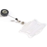 Durable Duo 2 Card Security Pass ID Holders with Badge Reel, Clear, Pack of 25