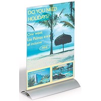 Durable Acrylic Aluminium Display Stand Table Menu & Sign Holder, A4, Clear