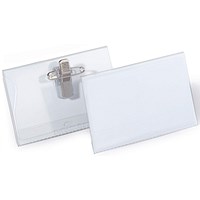 Durable Name Badges with Combi Clip, 54x90mm, Clear, Pack of 20