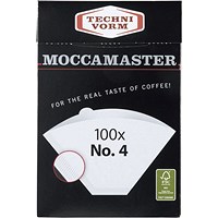 Moccamaster Number 4 Coffee Paper Filters, 100 Pieces