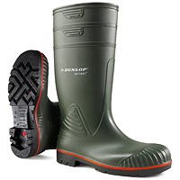 Dunlop Acifort Heavy Duty Full Safety Wellington Boots, Green, 6