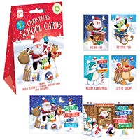 Cosy Christmas School Cards, 32 Card Per Pack, Pack of 24