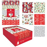 Christmas Gift Wrap Sheets, 500x500mm, 10 Sheets Per Pack, Pack of 25