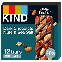 Kind Dark Chocolate Nuts and Sea Salt Snack Bar, 40g, Pack of 12