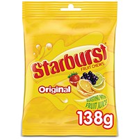 Starburst Chewy Sweets Fruit Flavour Pouch Bag, 138g, Pack of 12