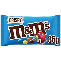 M&M's Crispy Pieces Milk Chocolate Bag, 36g, Pack of 24