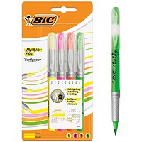 Bic Highlighter Flex Brush Tip Assorted Colours (Pack of 4)